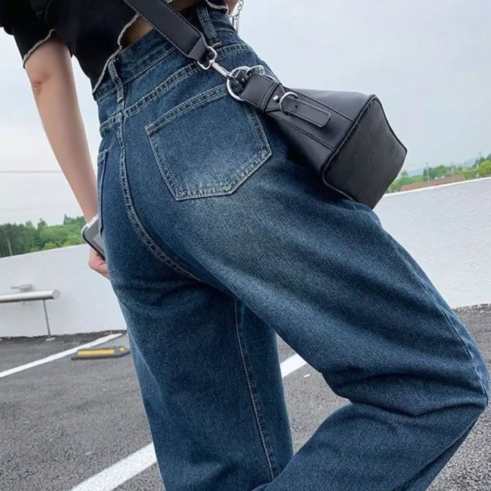 Soft Baggy Denim Jeans Straight Leg Retro Cowboy Pants Wide Leg Ins Style Jeans Women Y2k Girls