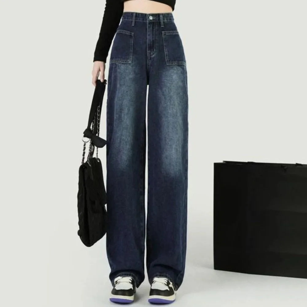 Soft Baggy Denim Jeans Straight Leg Retro Cowboy Pants Wide Leg Ins Style Jeans Women Y2k Girls