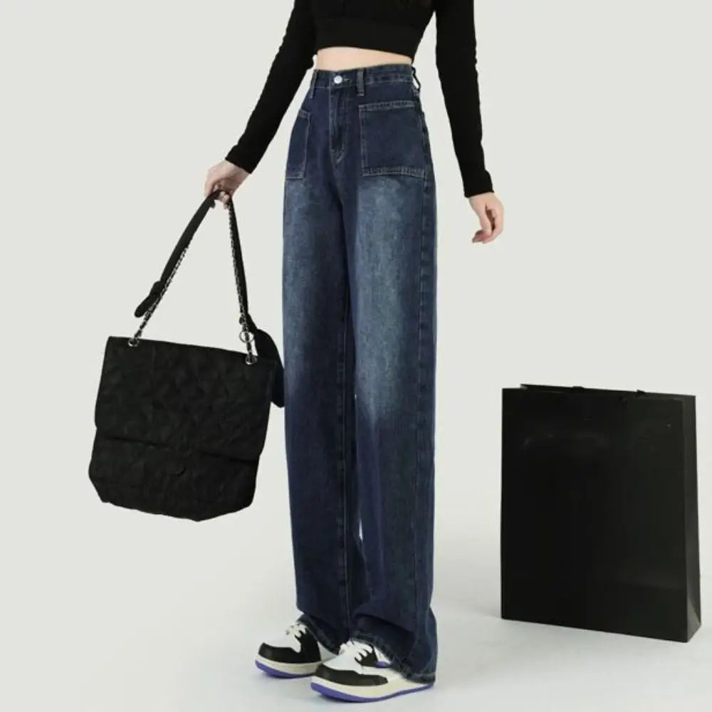 Soft Baggy Denim Jeans Straight Leg Retro Cowboy Pants Wide Leg Ins Style Jeans Women Y2k Girls