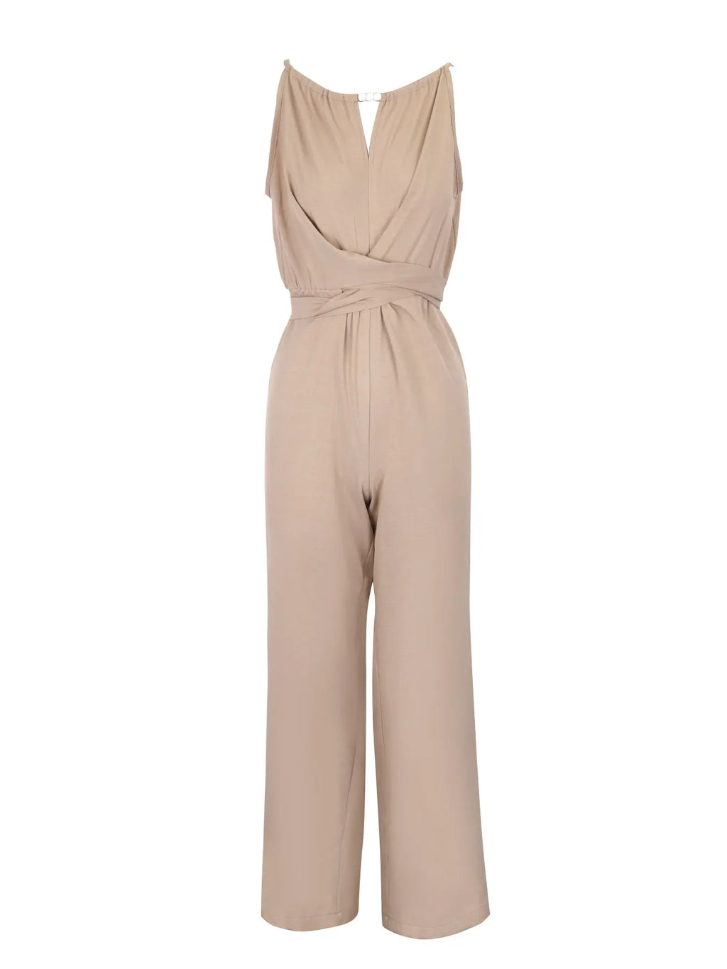 Women's Jumpsuits Summer Sleeveless Solid Fashion Bandage O- Neck Sexy Slim Folds Jumpsuits Casual Streetwear Simple Jumpsuits
