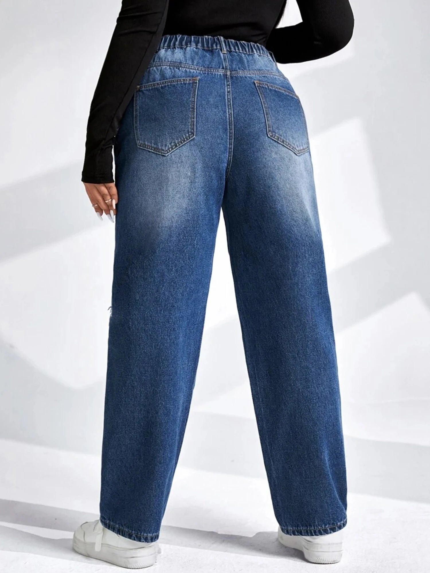 Plus Size Tapered Jeans for Women Full Length Harem Women Jeans High Waist Washing Spring and Autumn Denim Women Jeans 2023